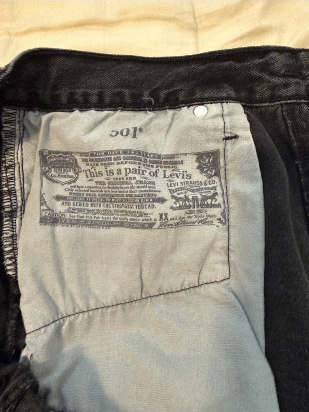 Levi’s 501 Original High Rise Black Distressed Raw Hem Denim Shorts - Picture 3 of 7